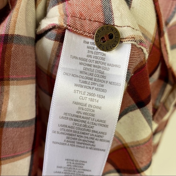 Current Elliott Womens The Lucy Red Plaid Button Up Shirt Long Sleeve S Small - Picture 6 of 8